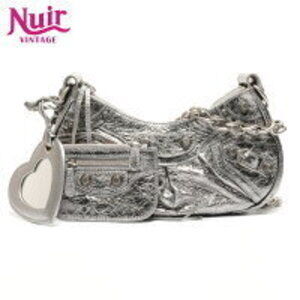 Balenciaga Le Cagole Metallic Shoulder Bag Silver